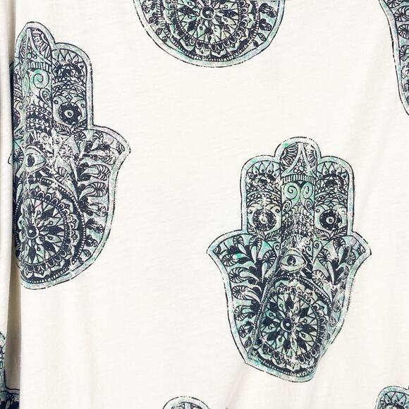 Chaser Hamsa Hands Graphic Oversize T-Shirt Off White Womens Size Small - Picture 12 of 12